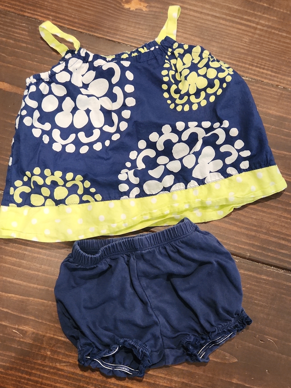 Carter's Navy Floral Tank Top with Yellow Trim & Navy Bloomers